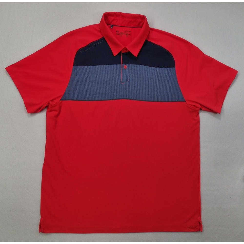 Under Armour Polo Shirt Mens XL Unique Mesh Chest Neon Golf Short‎ Sleeve